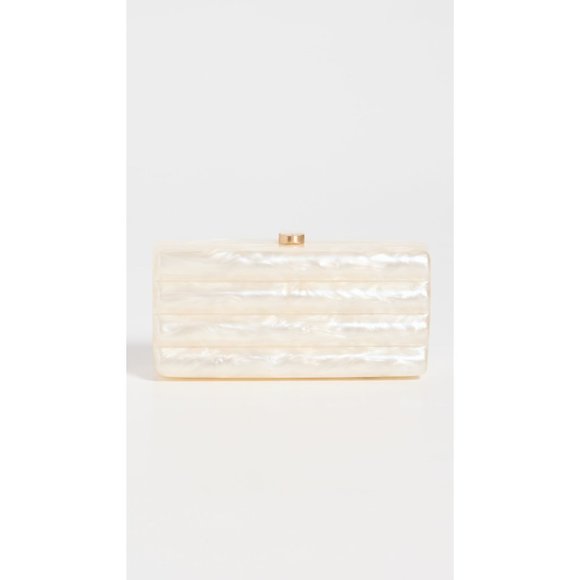 Cult Gaia Enid Textured Acrylic Clutch Bag in Ivory New Womens Purse - Picture 3 of 17